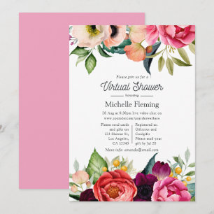 Invitation Baby Shower Virtuel Fleur Boho Aquarelle