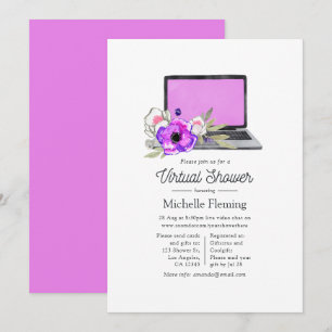 Invitation Baby Shower Virtuel Floral Aquarelle Rose Clair