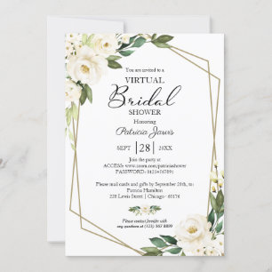 Invitation Baby Shower Virtuel Floral Géométrique de Verdure