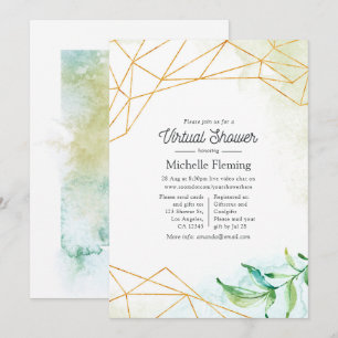 Invitation Baby shower virtuel géométrique aquarelle tendance