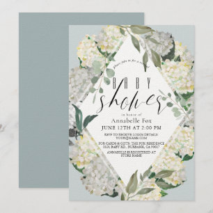 Invitation Baby shower virtuel Hydrangea Blue Rhonbus
