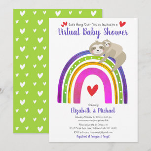 Invitation Baby shower virtuel jote Sloth Boho Rainbow Modern