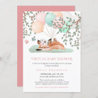 Baby shower virtuel mignon renard dormant rose