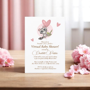 Invitation Baby Shower Virtuel Minimaliste avec Raton Laveur 