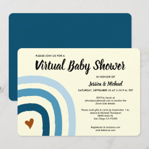 Invitation Baby shower virtuel moderne Blue Rainbo