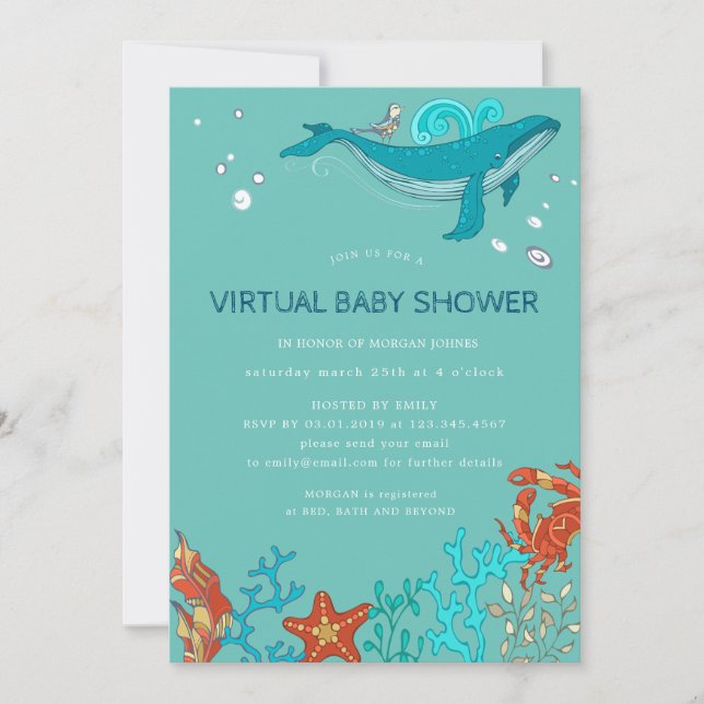 Invitation Baby shower virtuel Ocean Party (Devant)