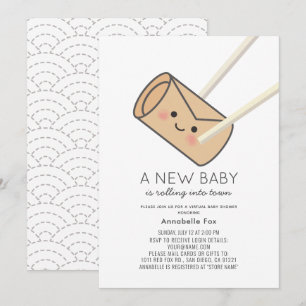 Invitation Baby shower virtuel Oeuf Roll Kawaii