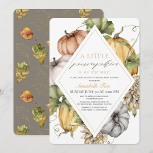 Invitation Baby shower virtuel Rhombus Citrouilles d'aquarell