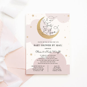 Invitation Baby shower virtuel Rose Twinkle Star et la lune