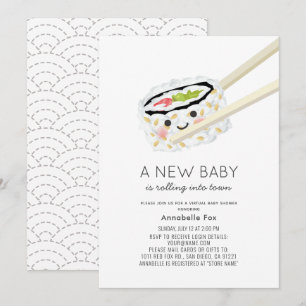 Invitation Baby shower virtuel Sushi Roll Kawaii