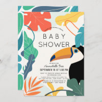 Baby shower virtuel Toucan Tropical Leaf