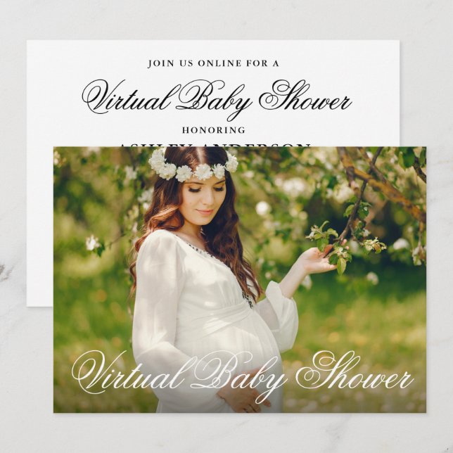 Invitation Baby shower virtuel : une maman doit être photogra (Devant / Derrière)
