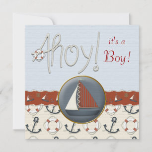 Invitation Baby Shower Voilier Rouge et Bleu