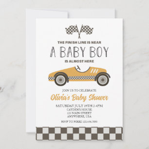 Invitation Baby Shower Voiture de Course Jaune