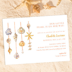 Invitation Baby shower Watercolor Ocean Little Pearl