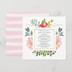 Invitation Baby shower Watercolor Peonies