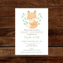 Baby shower Watercolor Woodland Fox