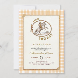 Invitation Baby shower western à carreaux vintage petit cowbo