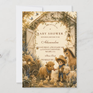 Invitation Baby Shower Western Bohème Garçon Classique