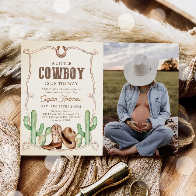 Invitation Baby shower Western Cowboy Boy Photo (Créateur téléchargé)