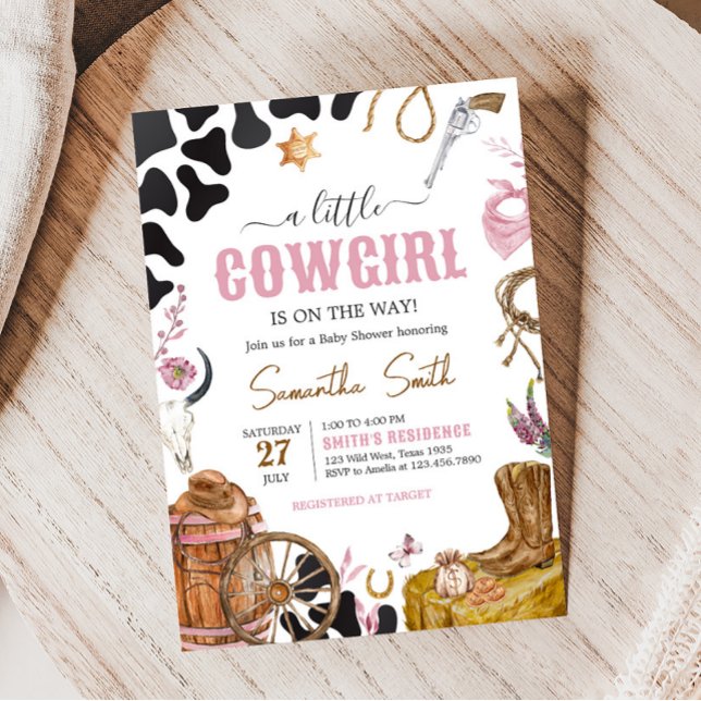 Invitation Baby shower Western Cowgirl (Country Cowgirl Rodeo Baby Shower Invitation)