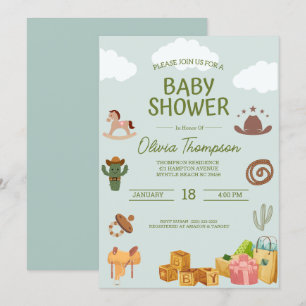 Invitation Baby shower Western Theme Boys