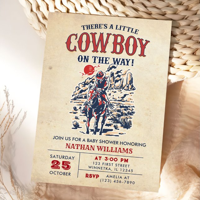 Invitation Baby shower Western Vintage Desert Cowboy (Créateur téléchargé)