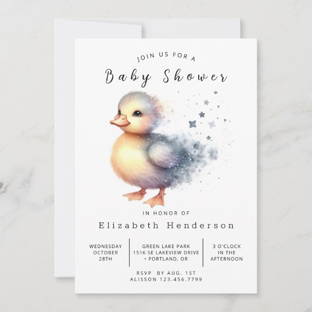 Invitation Baby shower Whimsical Custom Duck (Devant)