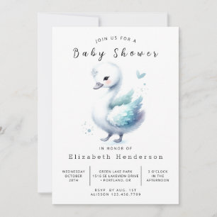 Invitation Baby shower Whimsical Custom Swan