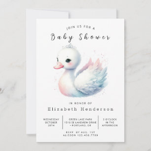 Invitation Baby shower Whimsical Custom Swan
