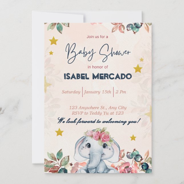 Invitation Baby shower Whimsical - Cute & Personna (Devant)