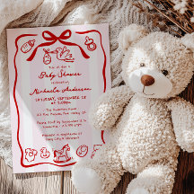 Baby shower Whimsical de Doodle rouge et rose à ma