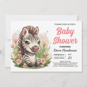 Invitation Baby shower Whimsical Enchanted Safari Zebra