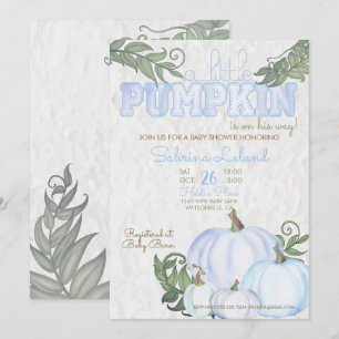 Invitation Baby shower Whimsical Little Citrouille Blue Boy