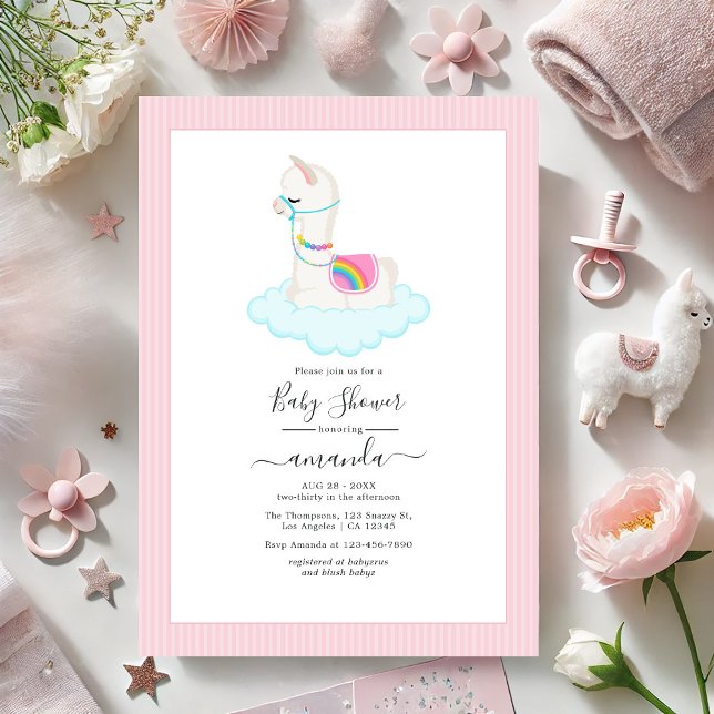 Invitation Baby shower Whimsical Llama Heaven (Whimsical Llama Heaven Desert Baby Shower Invitation)