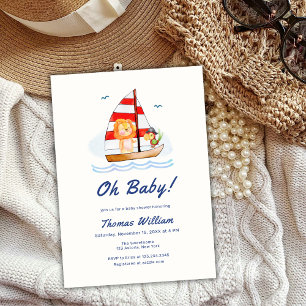Invitation Baby shower Whimsical Nautical Wild Lion