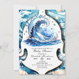 Invitation Baby shower Whimsical Ocean Waves