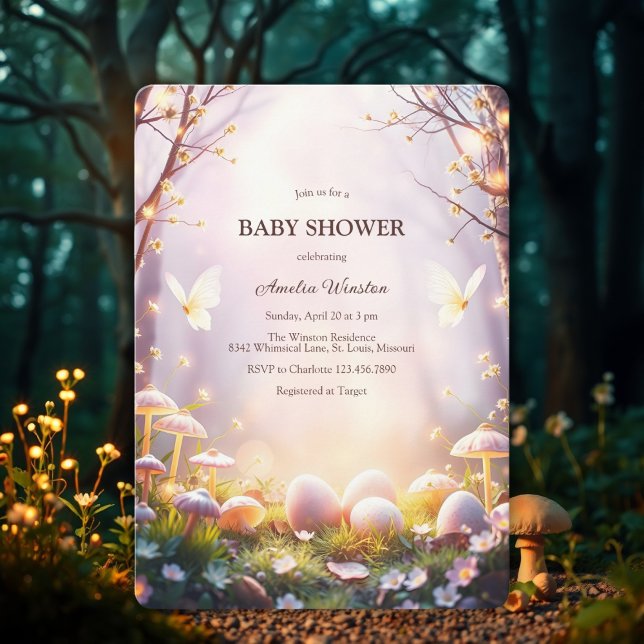 Invitation Baby shower Whimsical OEufs de Pâques Enchanted (Enchanted Forest Whimsical Egg Easter Themed Baby Shower Invitation)