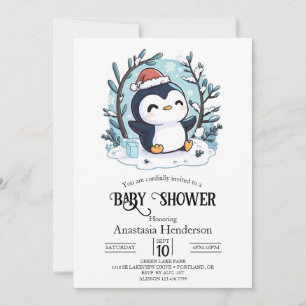 Invitation Baby shower Whimsical Petit Penguin