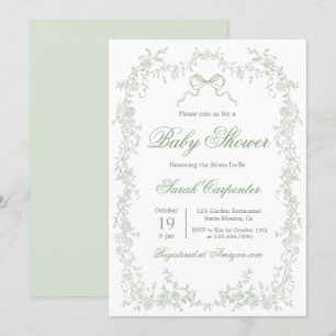 Invitation Baby shower Whimsical Sage Green