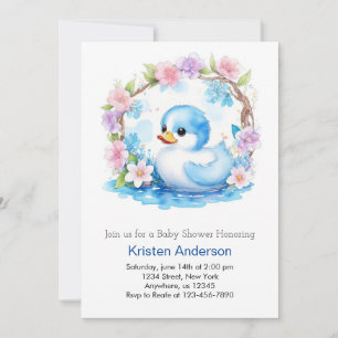 Invitation Baby shower Whimsical Watercolor Duckling Boy