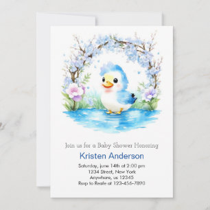 Invitation Baby shower Whimsical Whimsical Duckling bleu