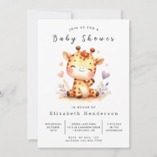 Invitation Baby shower Whimsy Digital Giraffe