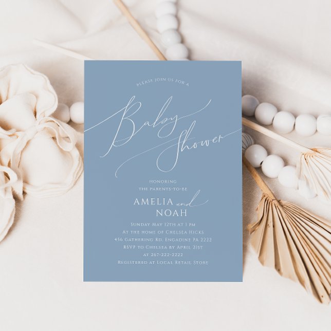 Invitation Baby shower Whimsy Dusty Blue Couples (Créateur téléchargé)