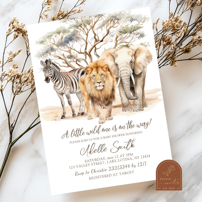 Invitation Baby shower Wild One Safari (Créateur téléchargé)