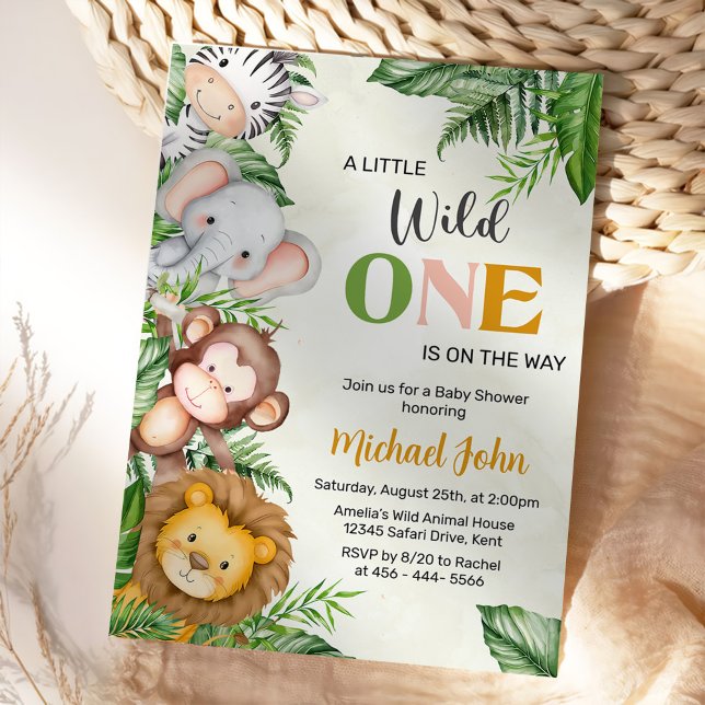 Invitation Baby shower Wild One Safari Animaux (Créateur téléchargé)