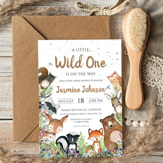 Invitation Baby shower Wild One Woodland Creats (Créateur téléchargé)