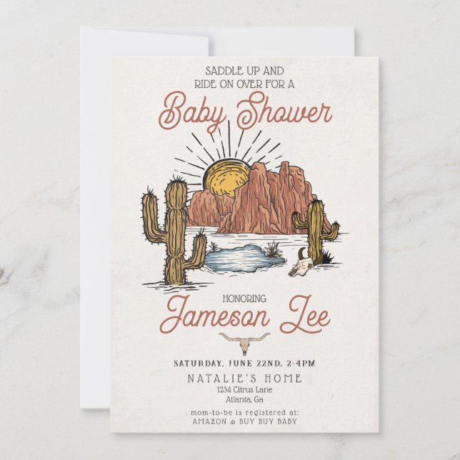 Invitation baby shower Wild West Rodeo (Devant)