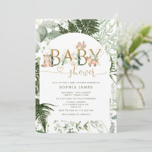 Invitation baby shower Woodland