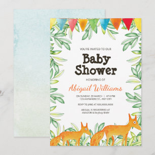 Invitation Baby shower Woodland Fox